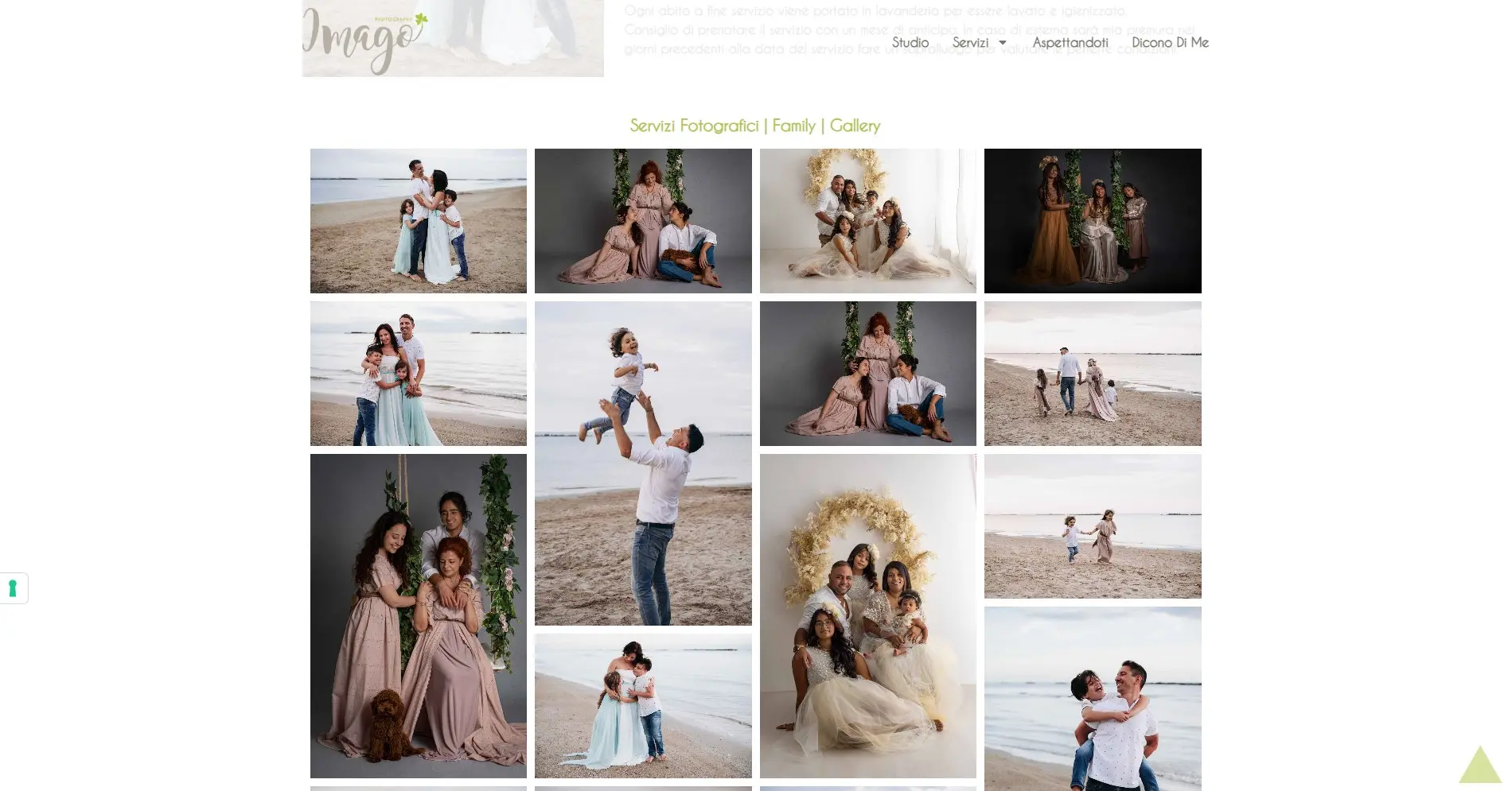 Pagina gallery family del sito Imago Photography