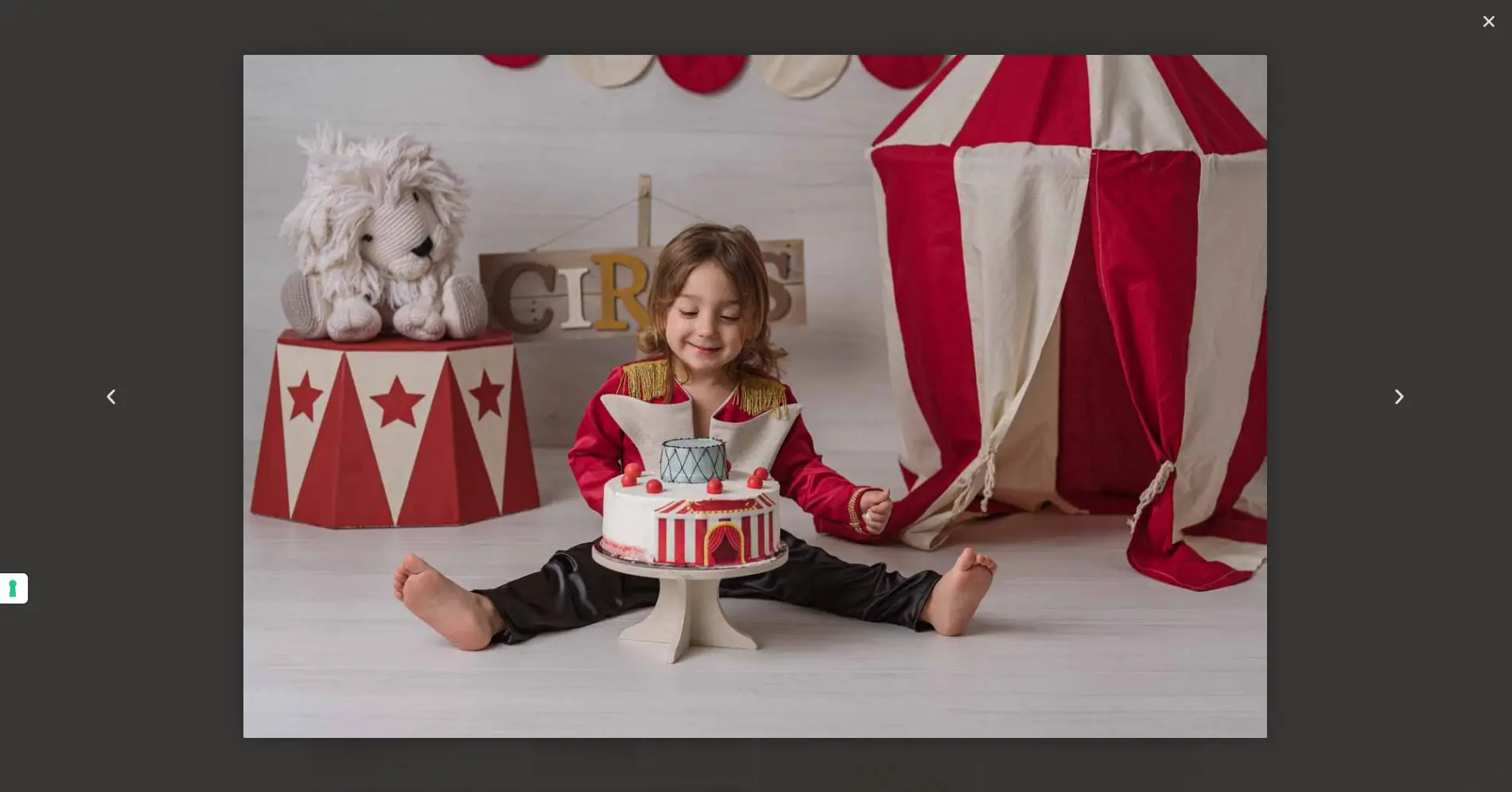 Servizio fotografico smash cake a tema circo di Imago Photography