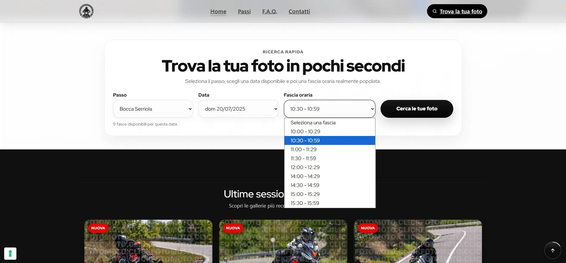 Ricerca foto con filtro orario su FotoMoto.click
