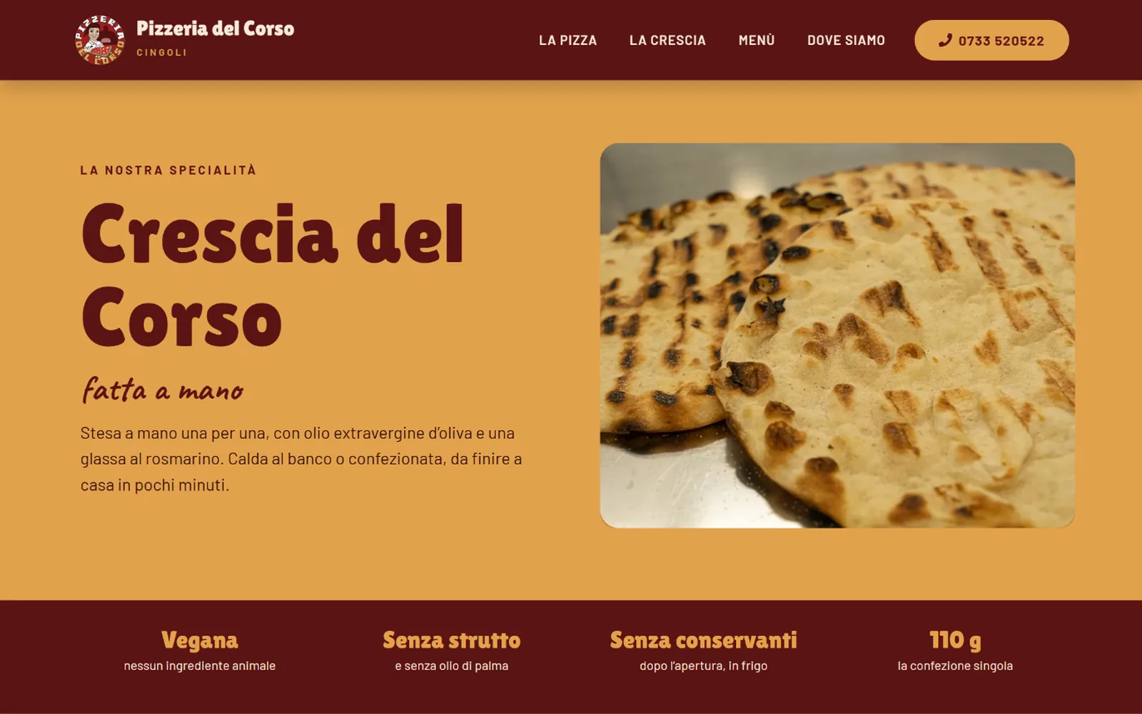 Pizzeria del Corso 3 Pagina della Crescia del Corso sul sito della pizzeria