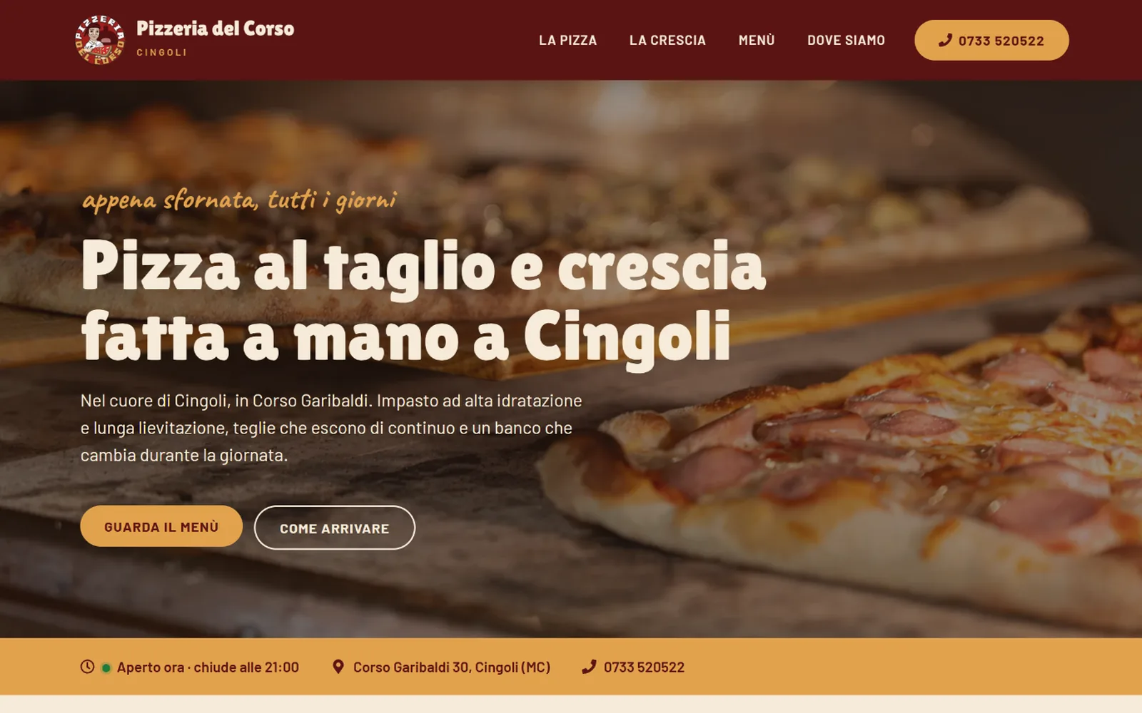 Sito web della Pizzeria del Corso, pizza al taglio a Cingoli